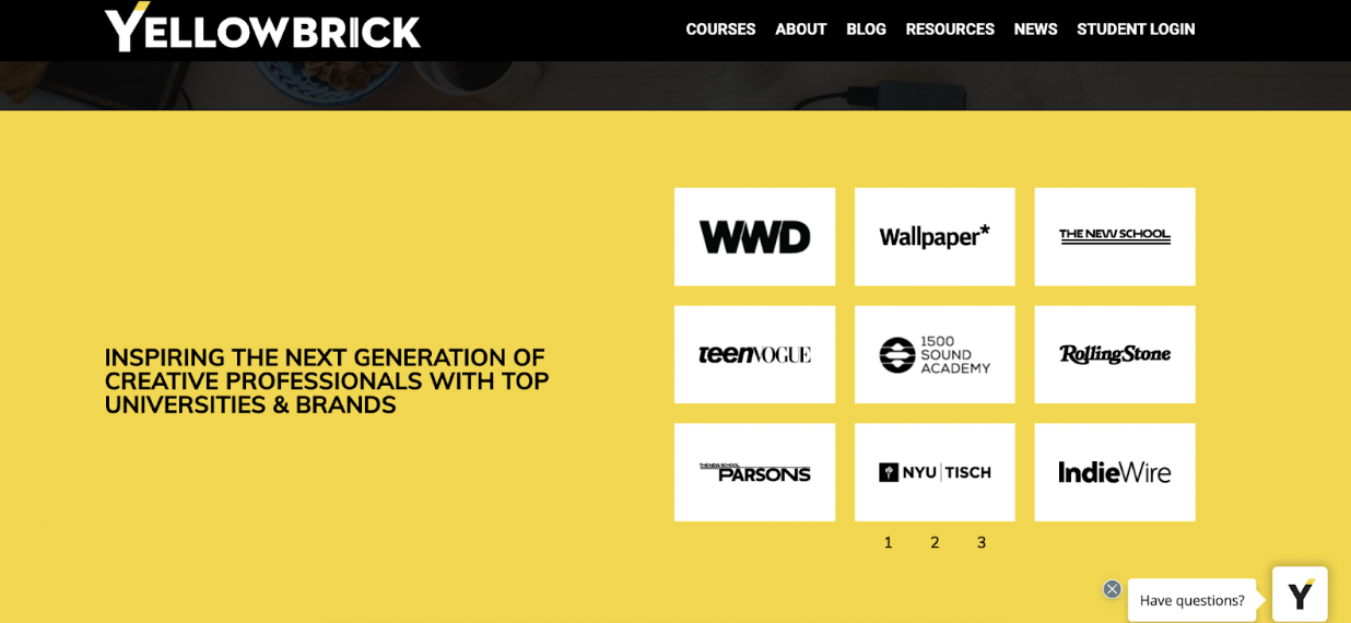 See how Yellowbrick encourages readers to use their product by adding logos to their website’s homepage.