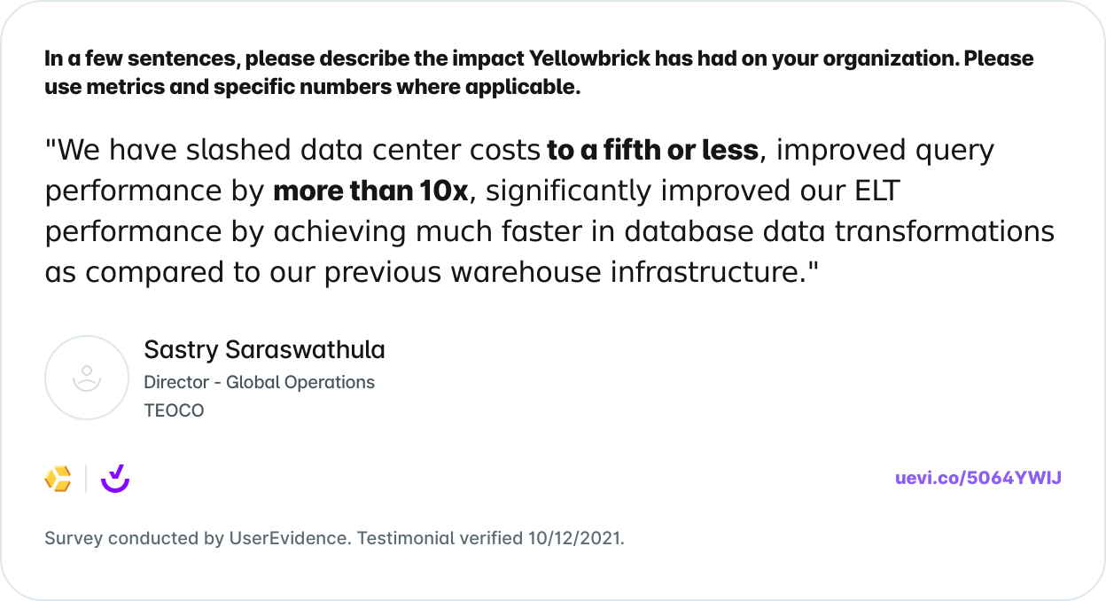 A Testimonial from a Data Analyst at a Large Enterprise in the Automotive Industry: A Testimonial from a Mexico-based Wireless Company: A Testimonial from a Customer at the Director Level.